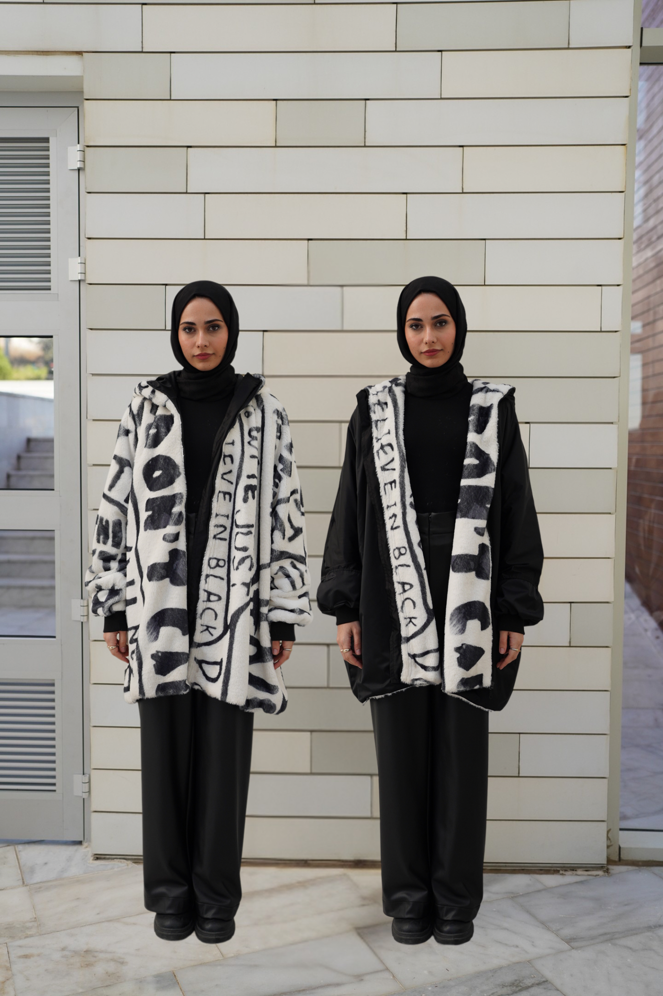 معطف فرو مزدوج الجوانب