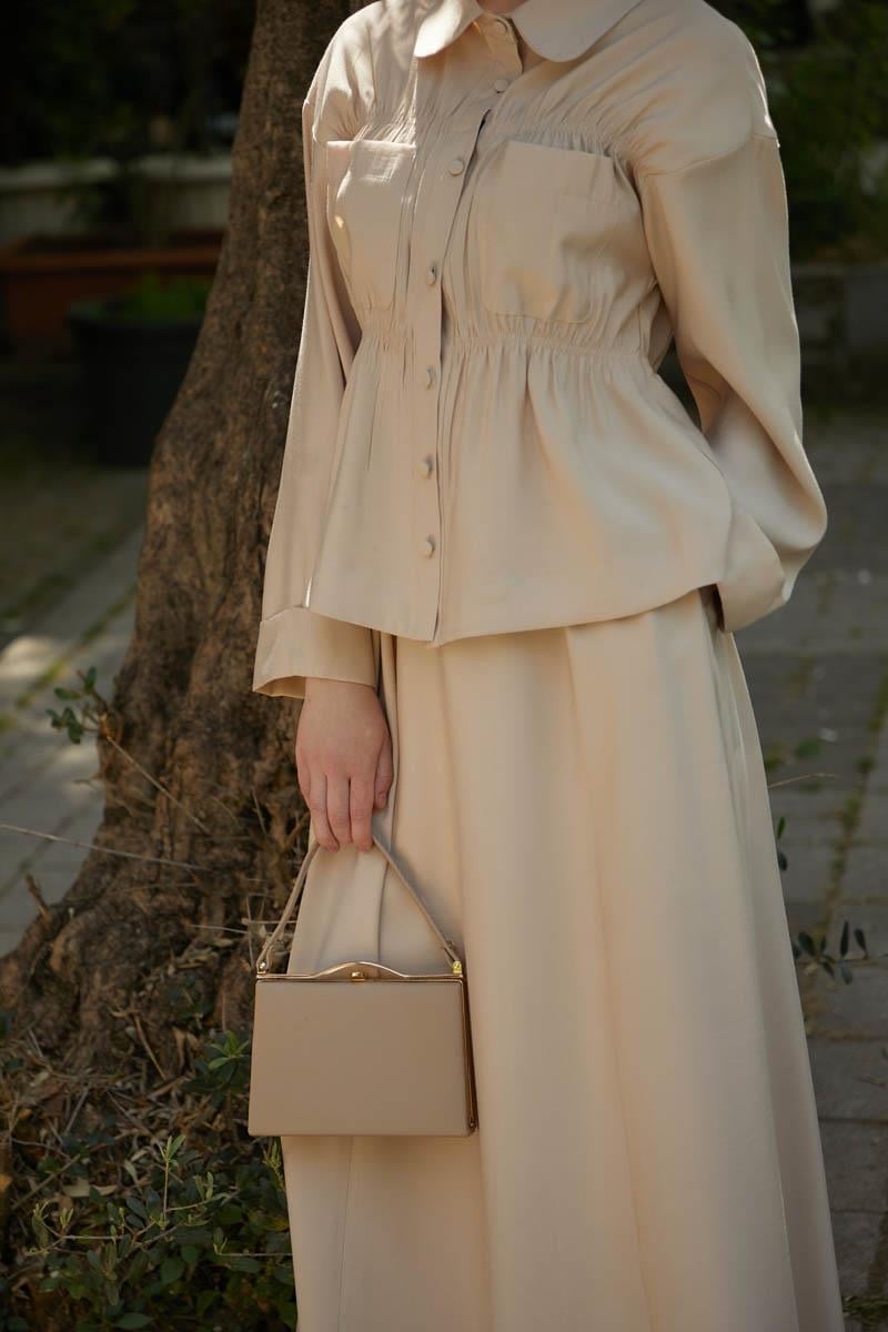 Gathered Skirt Set – Stone