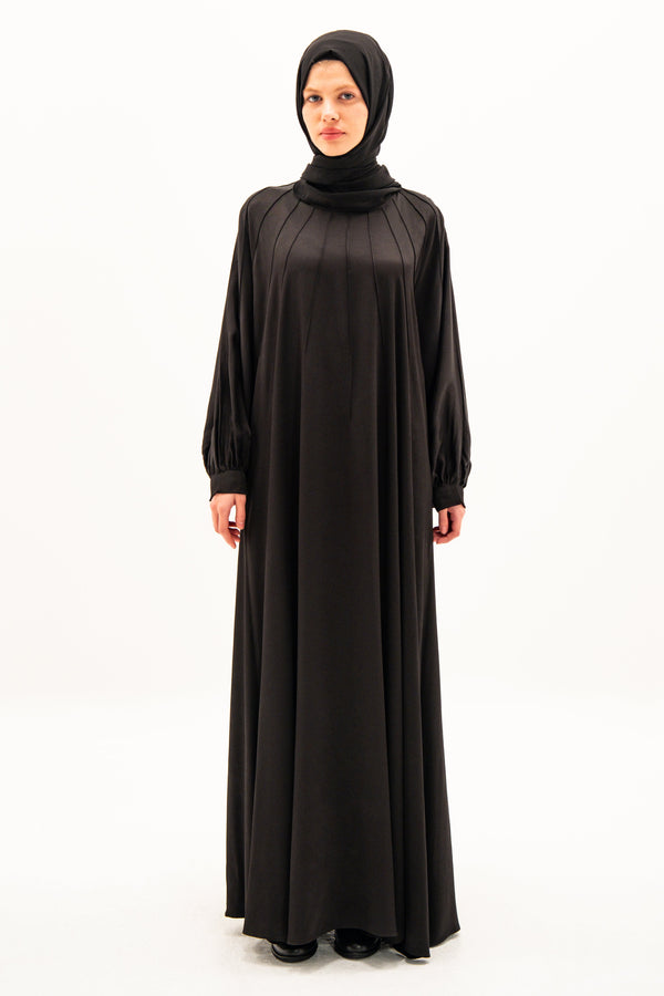 SATEN ABAYA BLACK