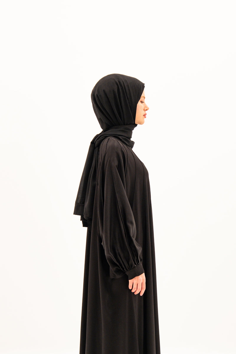 SATEN ABAYA BLACK