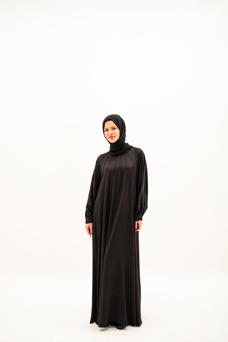 SATEN ABAYA BLACK