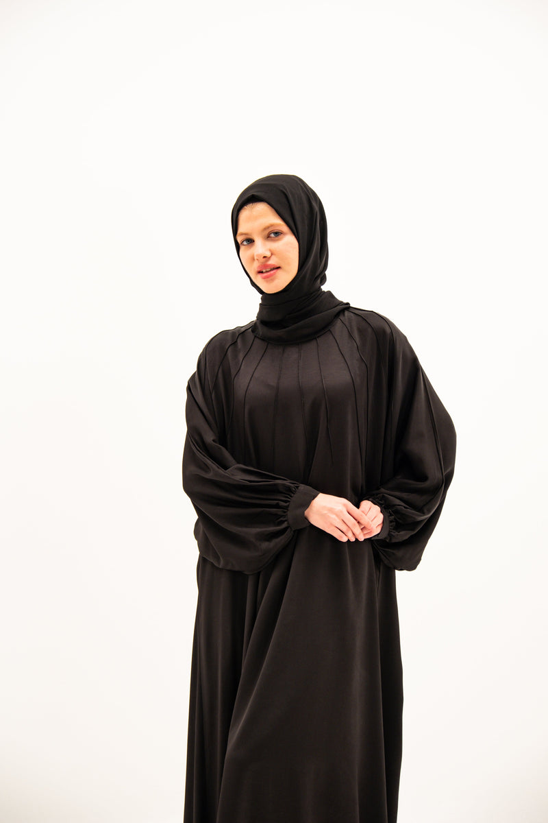 SATEN ABAYA BLACK