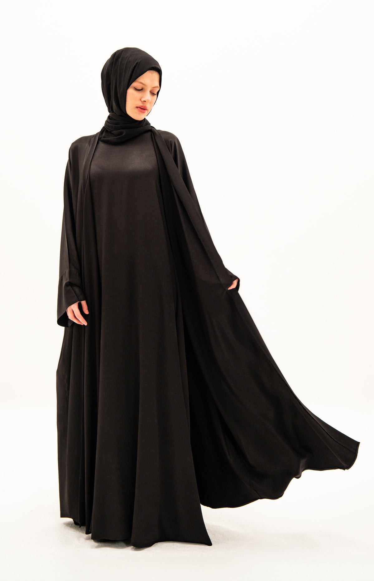 Cotton Satin Abaya Set