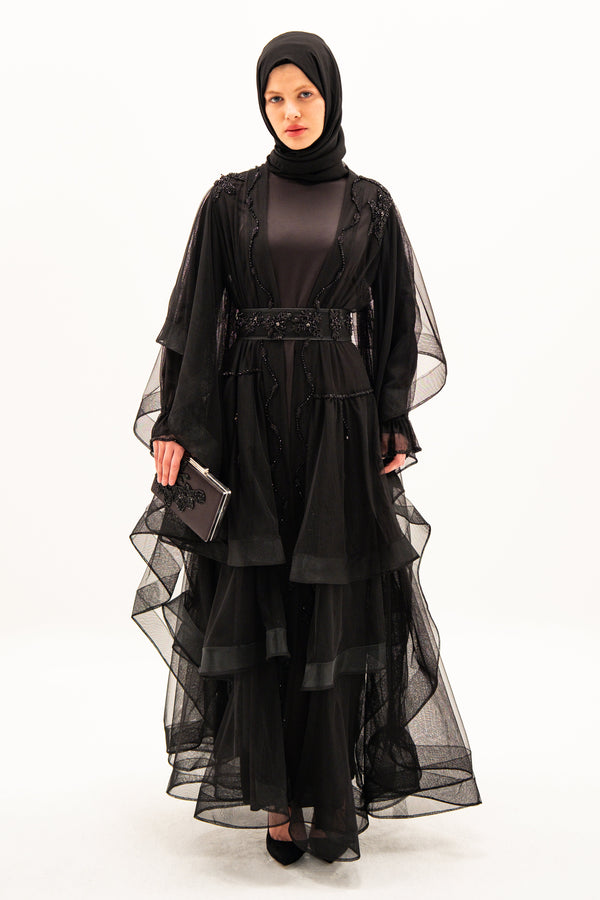 Volanlı Tül Abaya