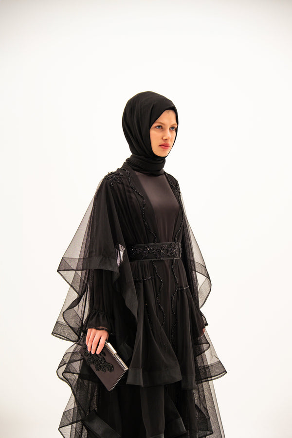 Volanlı Tül Abaya