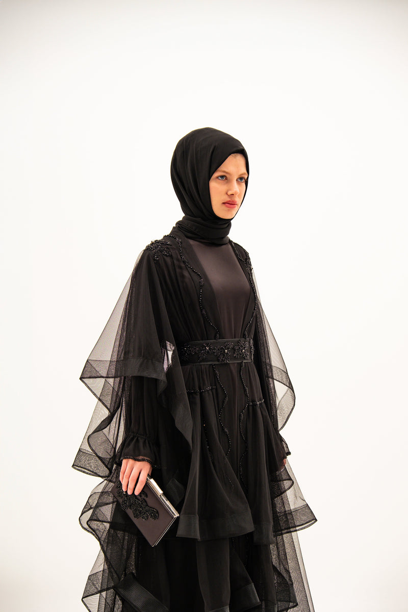 Volanlı Tül Abaya