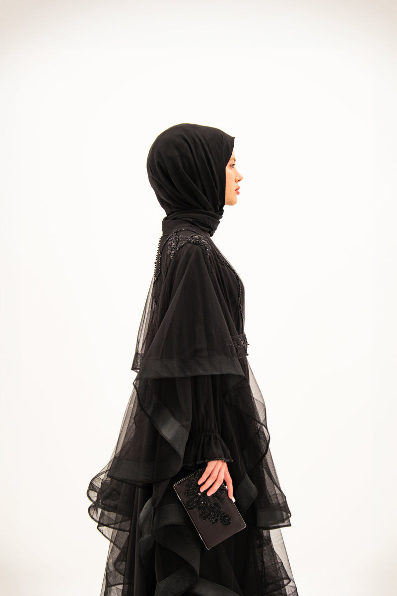 Volanlı Tül Abaya