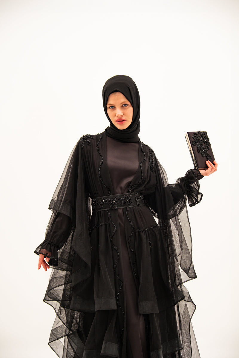 Volanlı Tül Abaya