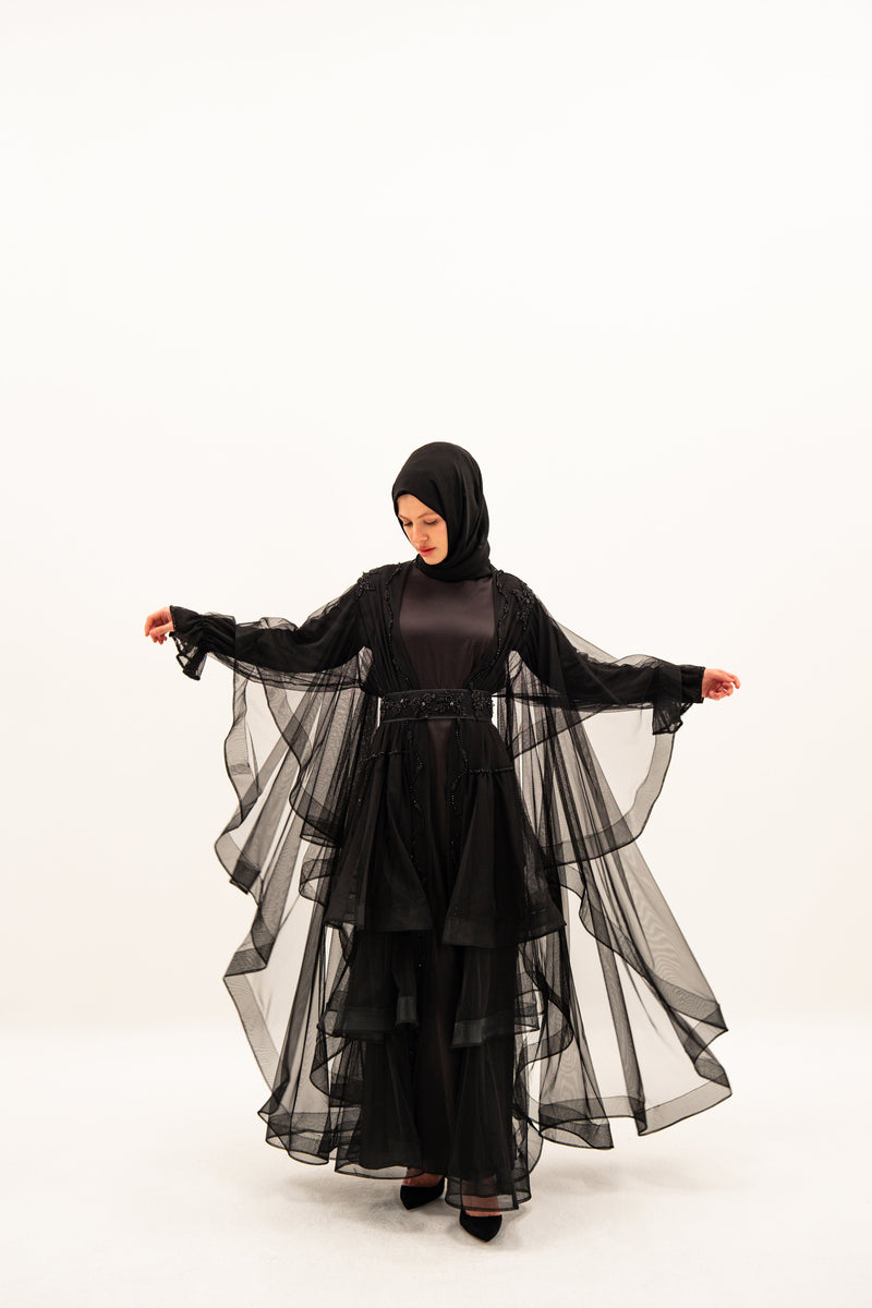 Volanlı Tül Abaya