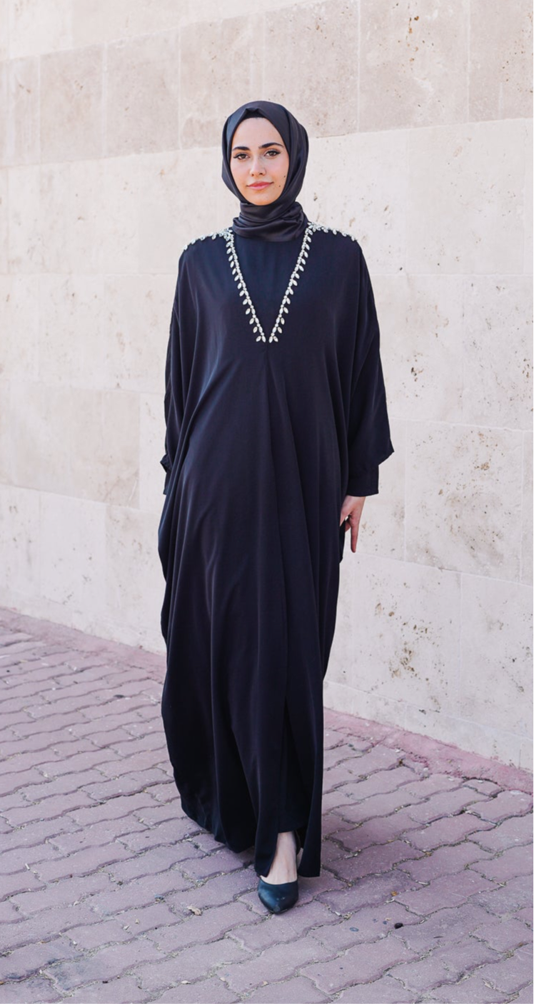 CRYSTAL EMBROIDERED LIVA ABAYA