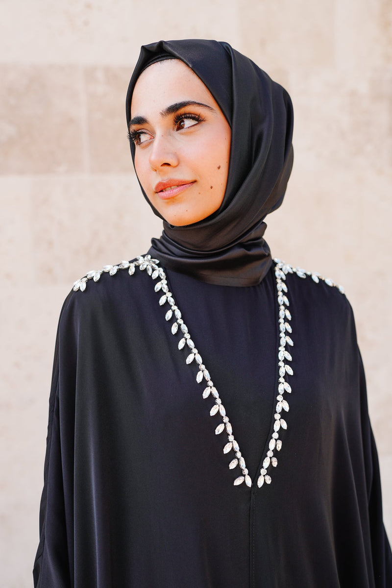 CRYSTAL EMBROIDERED LIVA ABAYA