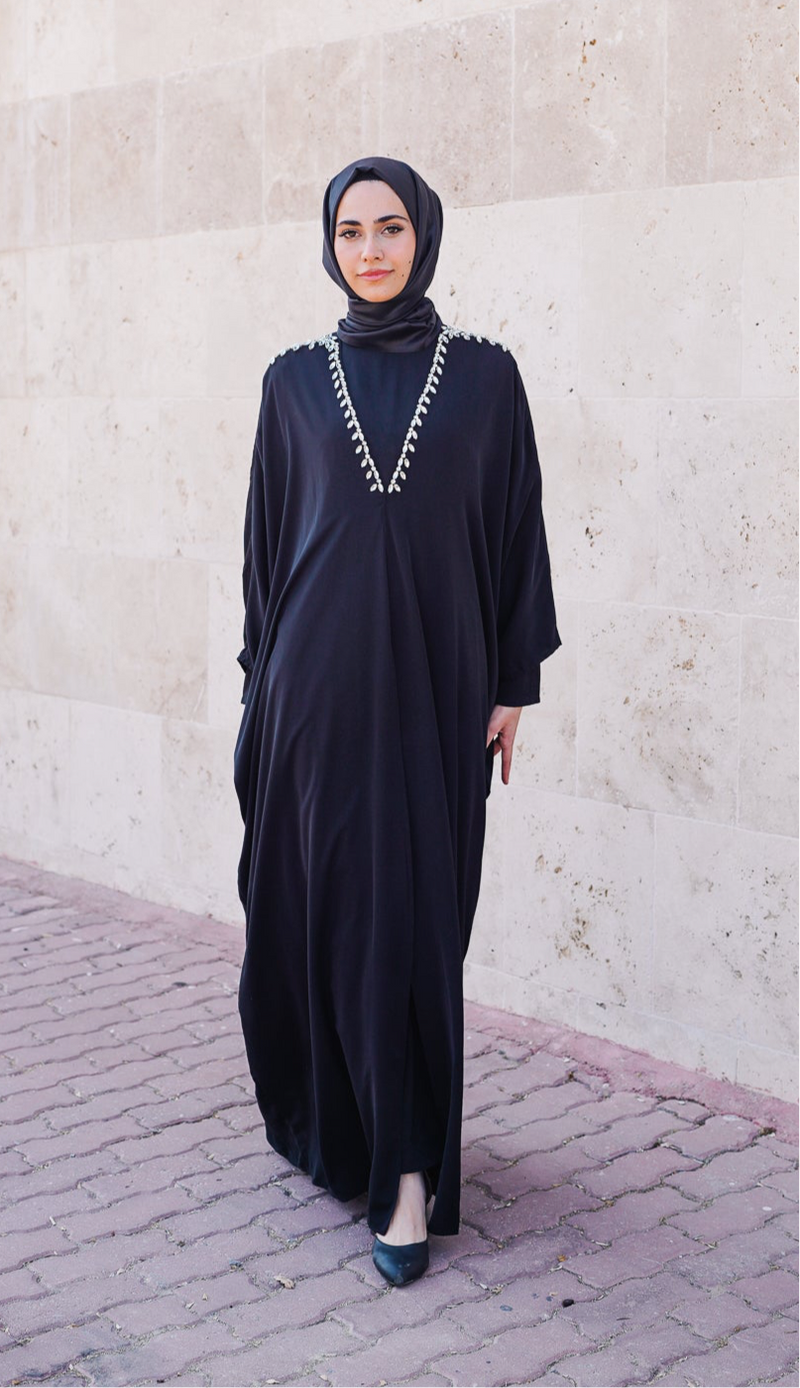 CRYSTAL EMBROIDERED LIVA ABAYA