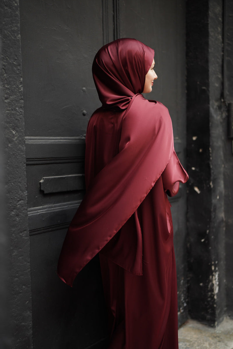 SILK SATIN SET CLARET RED