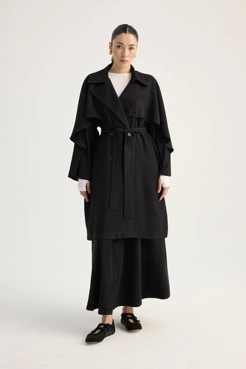 Pelerinli Yarım Trençkot