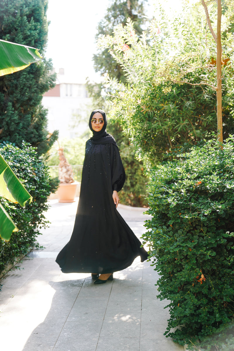 Luxury Hand-Embroidered Crystal Abaya