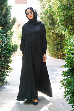 Luxury Hand-Embroidered Crystal Abaya
