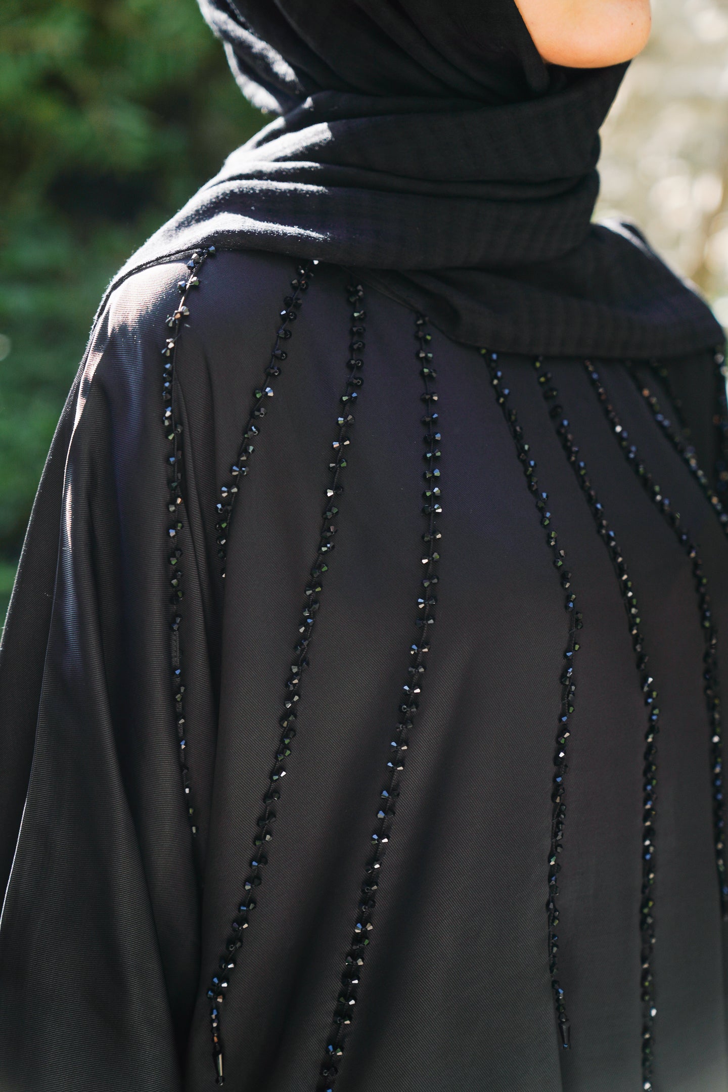 Cotton Satin Dress with Crystal Embroidery