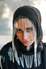 Crystal-Striped Abaya Set