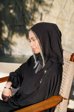 Crystal-Striped Abaya Set