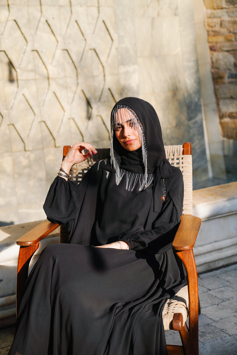 CRYSTAL STRIPED ABAYA SET