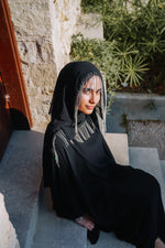 Crystal-Striped Abaya Set
