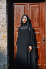 Crystal-Striped Abaya Set