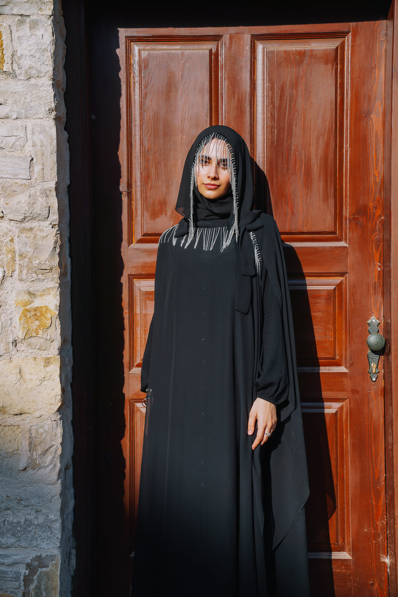 CRYSTAL STRIPED ABAYA SET