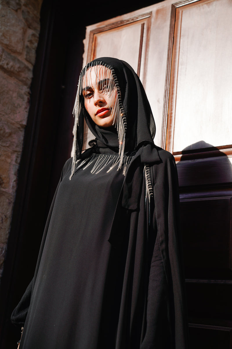 CRYSTAL STRIPED ABAYA SET