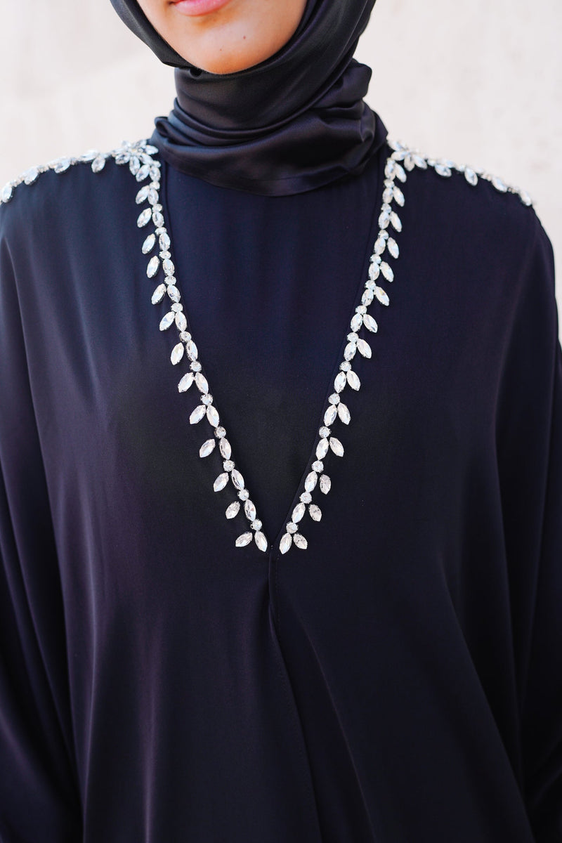 CRYSTAL EMBROIDERED LIVA ABAYA