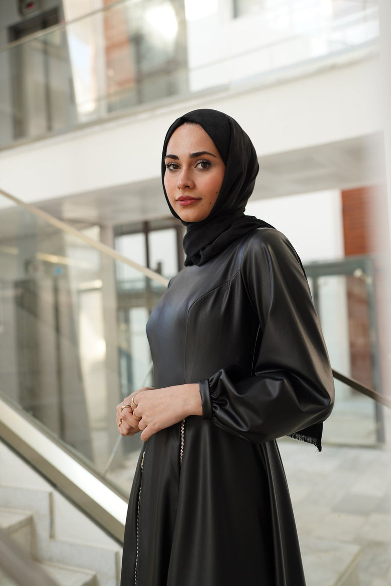 ZIPPERED LEATHER DRESS