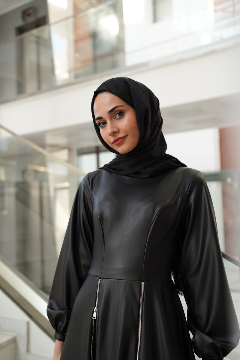 ZIPPERED LEATHER DRESS