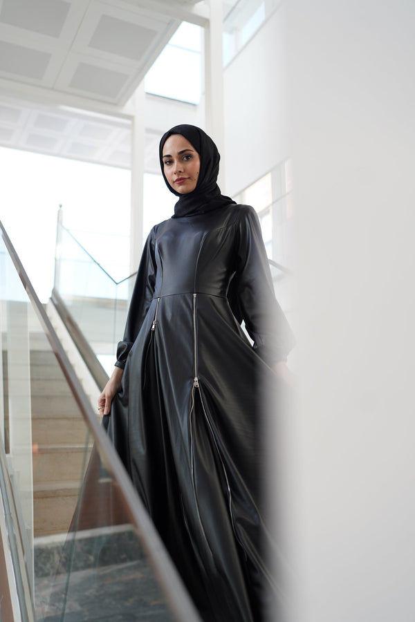 ZIPPERED LEATHER DRESS
