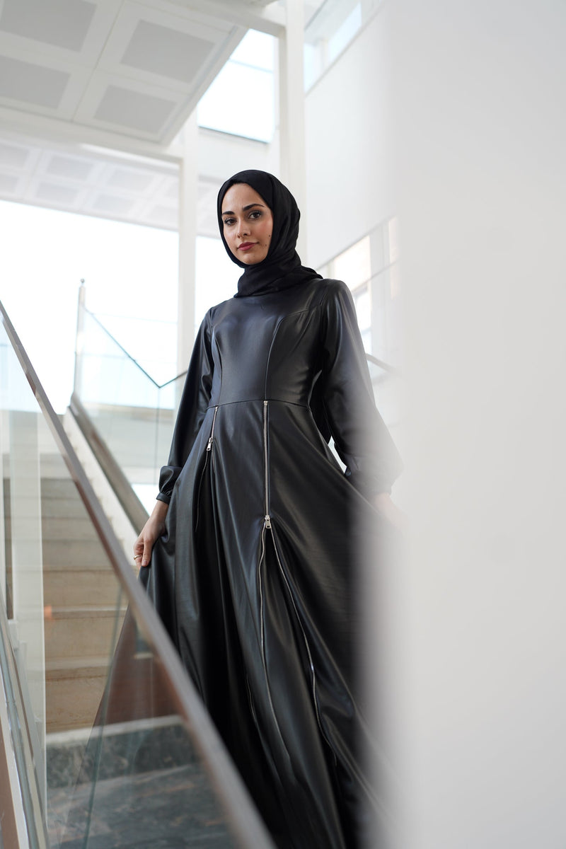 ZIPPERED LEATHER DRESS