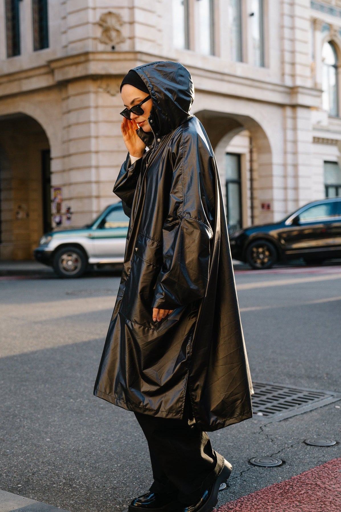 Oversized Raincoat – Black