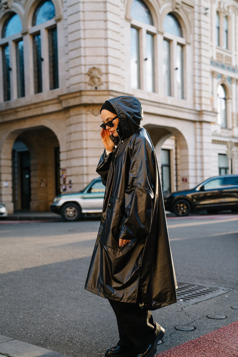 OVERSİZE BLACK RAINCOAT
