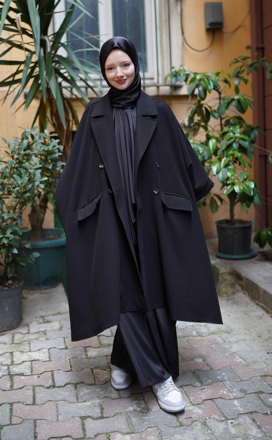 Yün Karışımlı Ponço Ceket