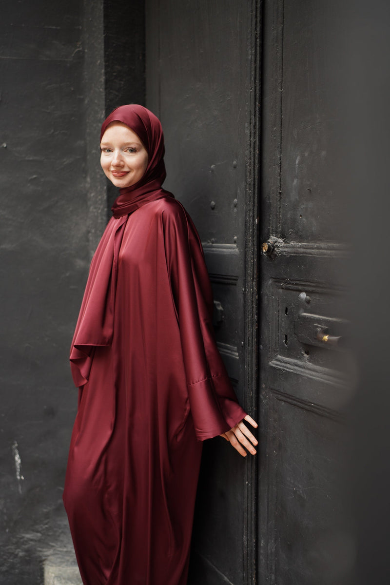 SILK SATIN SET CLARET RED