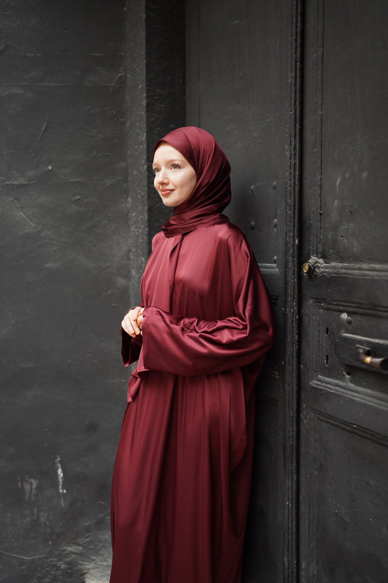 SILK SATIN SET CLARET RED