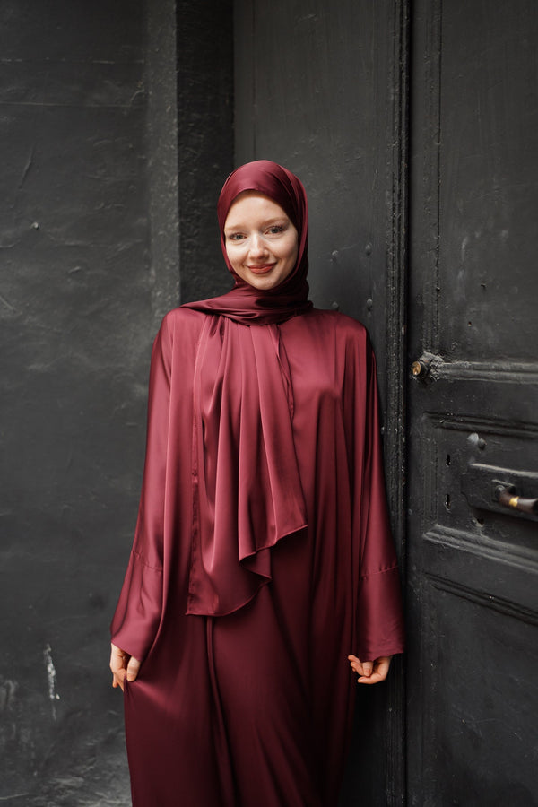 SILK SATIN SET CLARET RED