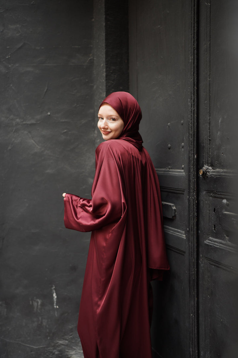SILK SATIN SET CLARET RED