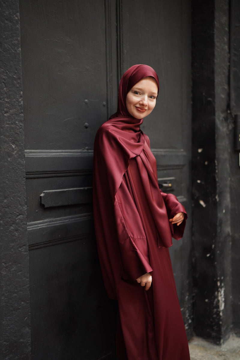 SILK SATIN SET CLARET RED