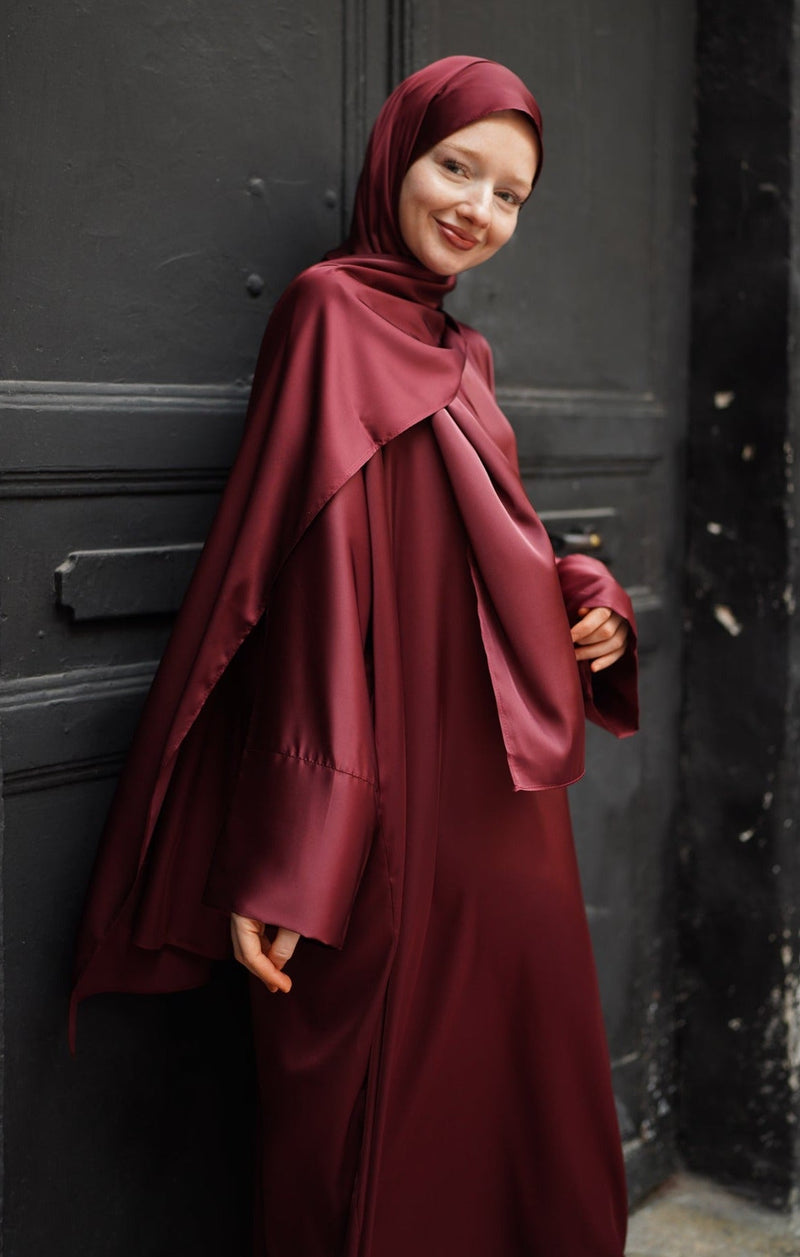 SILK SATIN SET CLARET RED