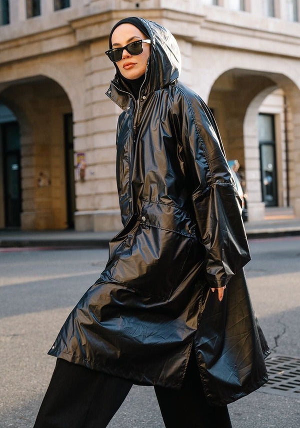 OVERSİZE BLACK RAINCOAT