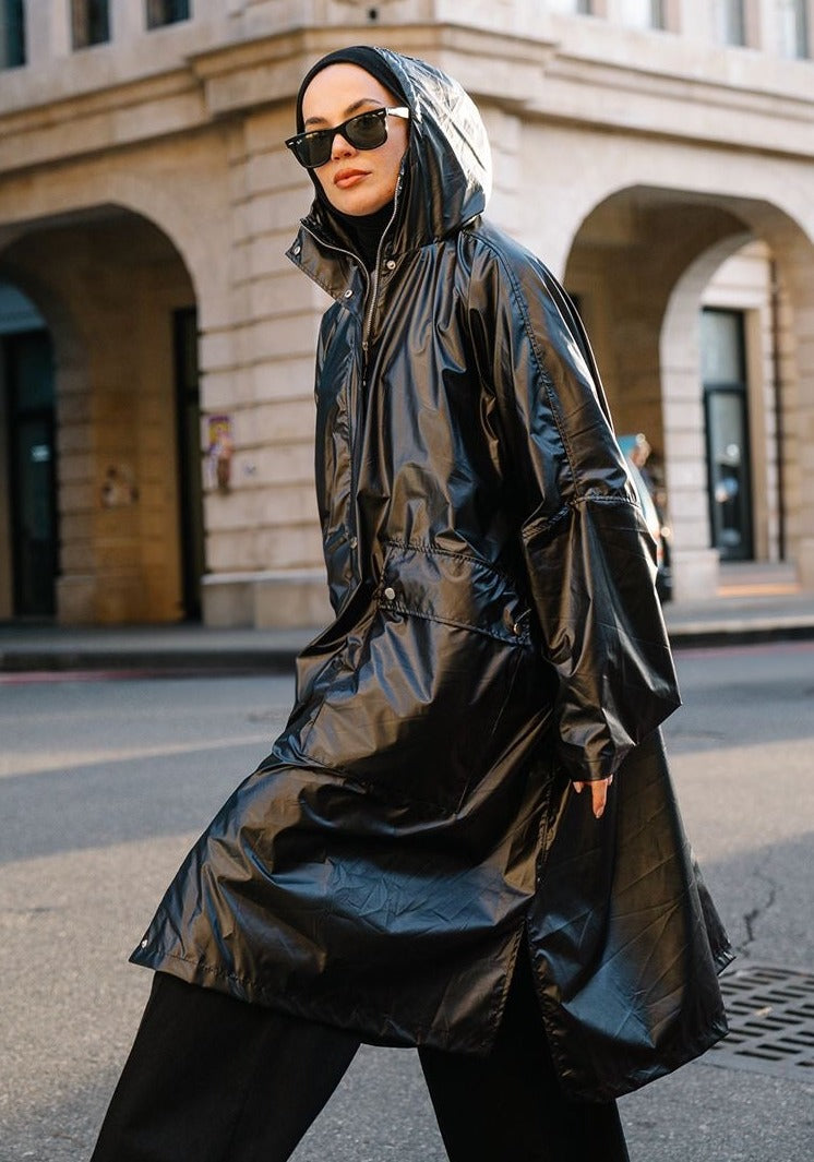 OVERSİZE BLACK RAINCOAT