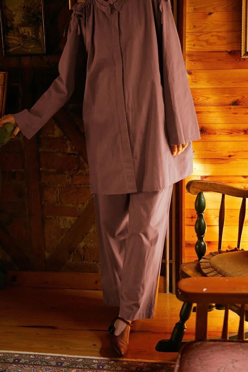 Shoulder-Gathered Detail Trouser Set – Dusty Rose