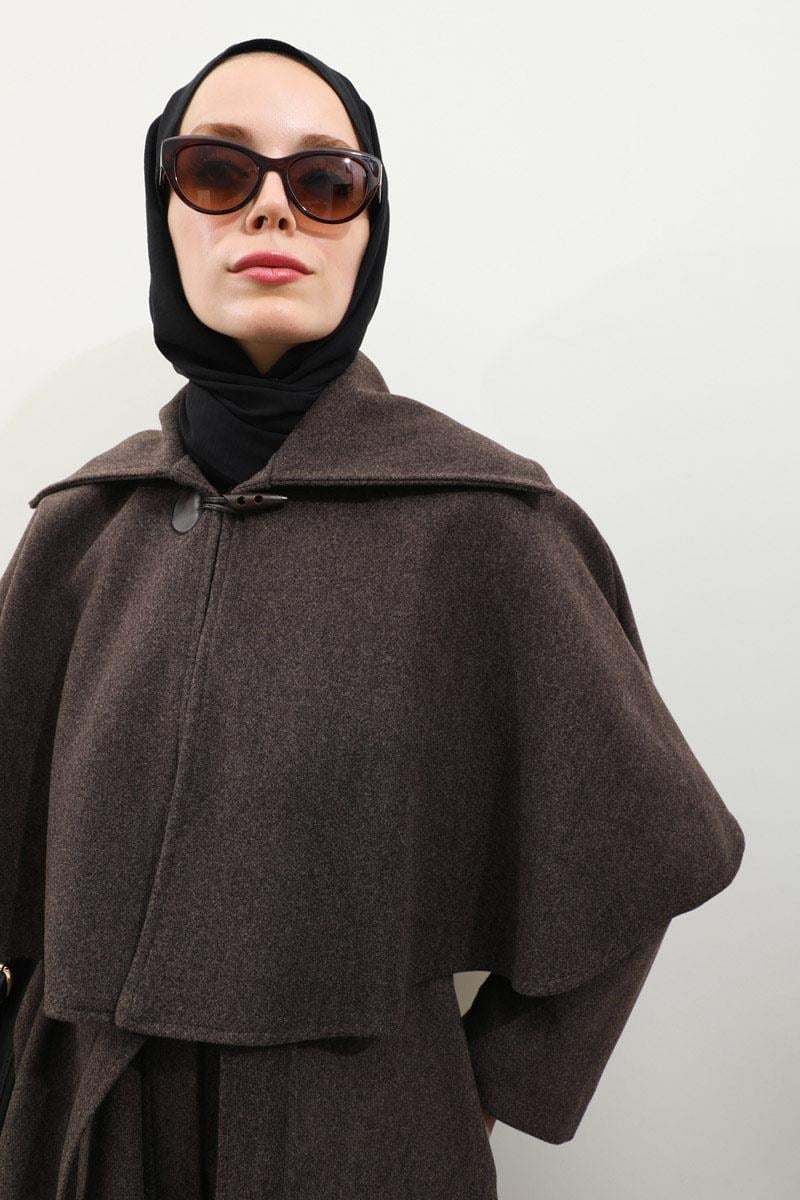 Pelerinli Kaban Kahverengi